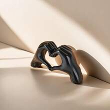 家居装饰爱心手指雕像，现代银色心形手雕塑，客厅卧室置物架咖啡桌中心装饰，女性婚礼礼物 - 彩色 - 查看 6