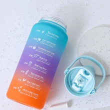 مجموعة زجاجات مياه بتدرج أزرق وزهري من التريتان سعة (2لتر + 1 لتر + 500 مل) ، أكواب رياضية مضادة للتسرب ب-أغطية قابلة للنقر، متينة، وبتصميم نمط المطفي، مناسبة للجيم، والرحلات، والاستخدام العائلي