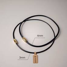 BLKSMTH 3mm Black BLKSMTH Olive Design Gold-Tone Magnetic Clasp Leather Style Choker Necklace For Women