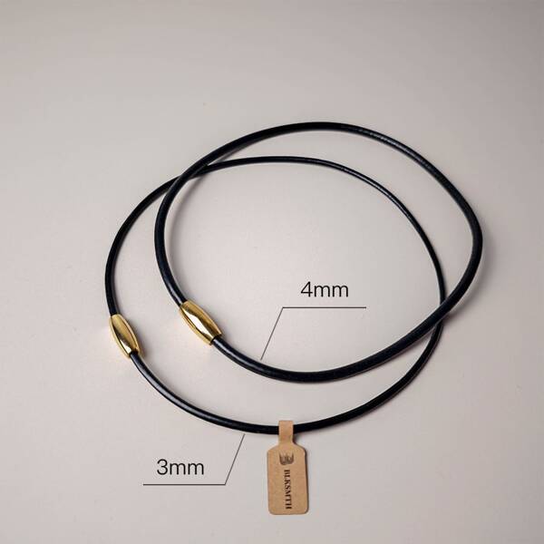 BLKSMTH 3mm Black BLKSMTH Olive Design Gold-Tone Magnetic Clasp Leather Style Choker Necklace For Women