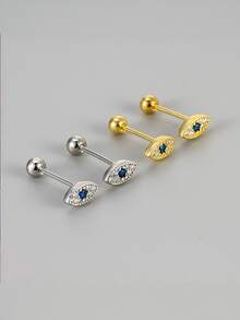 1pc Fashion Devil's Eye Rhinestone Ear Cartilage Daith Earring Jewelry For Women - Yellow Gold - View 1