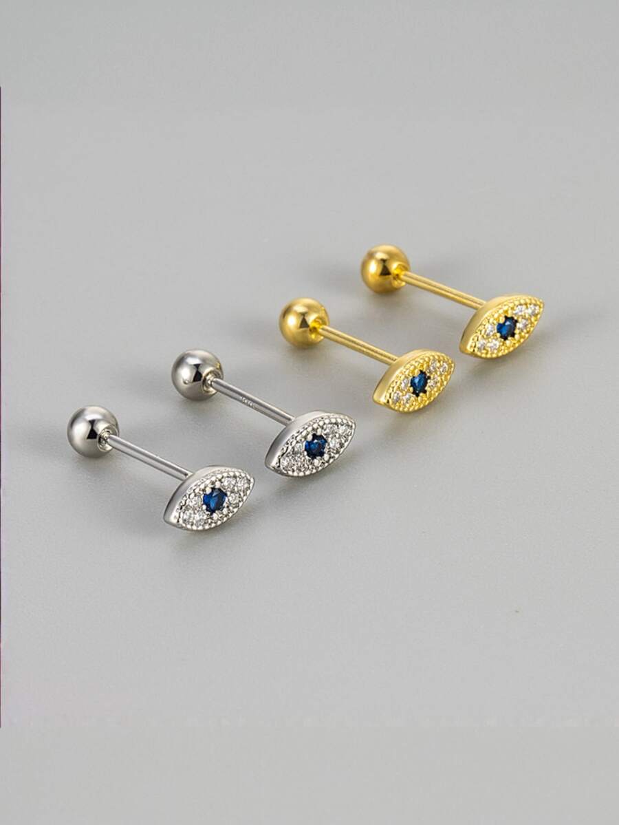 1pc Fashion Devil's Eye Rhinestone Ear Cartilage Daith Earring Jewelry For Women - Yellow Gold - View 1