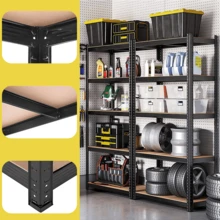 5 Tier Racking Heavy Duty Garage Shelving Storage Shelves Boltless Steel Unit - Black - View 4