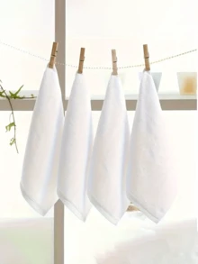 5 piezas Toalla facial blanca sencilla, toalla libre de pelusa para hotel, toalla facial suave y absorbente, suministros de baño