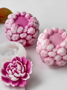 1 个 3D 花筒花卉印花硅胶模具 - 具有精致细节的花筒设计，适合手工艺艺术爱好者、手工艺艺术制作、香薰蜡烛制作、肥皂制作，用于浇注、灌溉、树脂注射工艺。 - 白色 - 查看 4