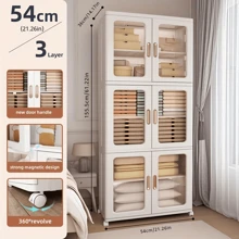 A stackable 3-tier storage box with lid - portable, foldable plastic organizers, suitable for closets and household storage, white (54 cm wide x 36 cm deep x 155 cm high), home organization | Modern storage solutions | Durable plastic material, storage box, storage unit