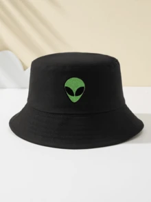 1pc Women's Alien Embroidery Bucket Hat, Outdoor Sports Travel Beach Essential Bucket Hat, Breathable Stylish Versatile Sun Hat, Holiday Gift - A - View 7