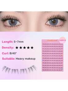 108Clusters Pre Glued Lower Lashes Large Capacity Bottom Lashes Natural Look Manga Lashes Enlarged Double Eye Lower Eyelash Fluffy Wispy Fake Eyelashes Strip Invisible Individual Lashes Japanese Korean Cosmetic Makeup Tool For Beginner - B - 查看 6