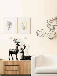 1 pieza de estatua de reno de resina sentado de estilo navideño para decoración del hogar rural, interior, sala de estar, entrada o escritorio. Estatua decorativa de reno en color dorado. - Multicolor - Ver 8