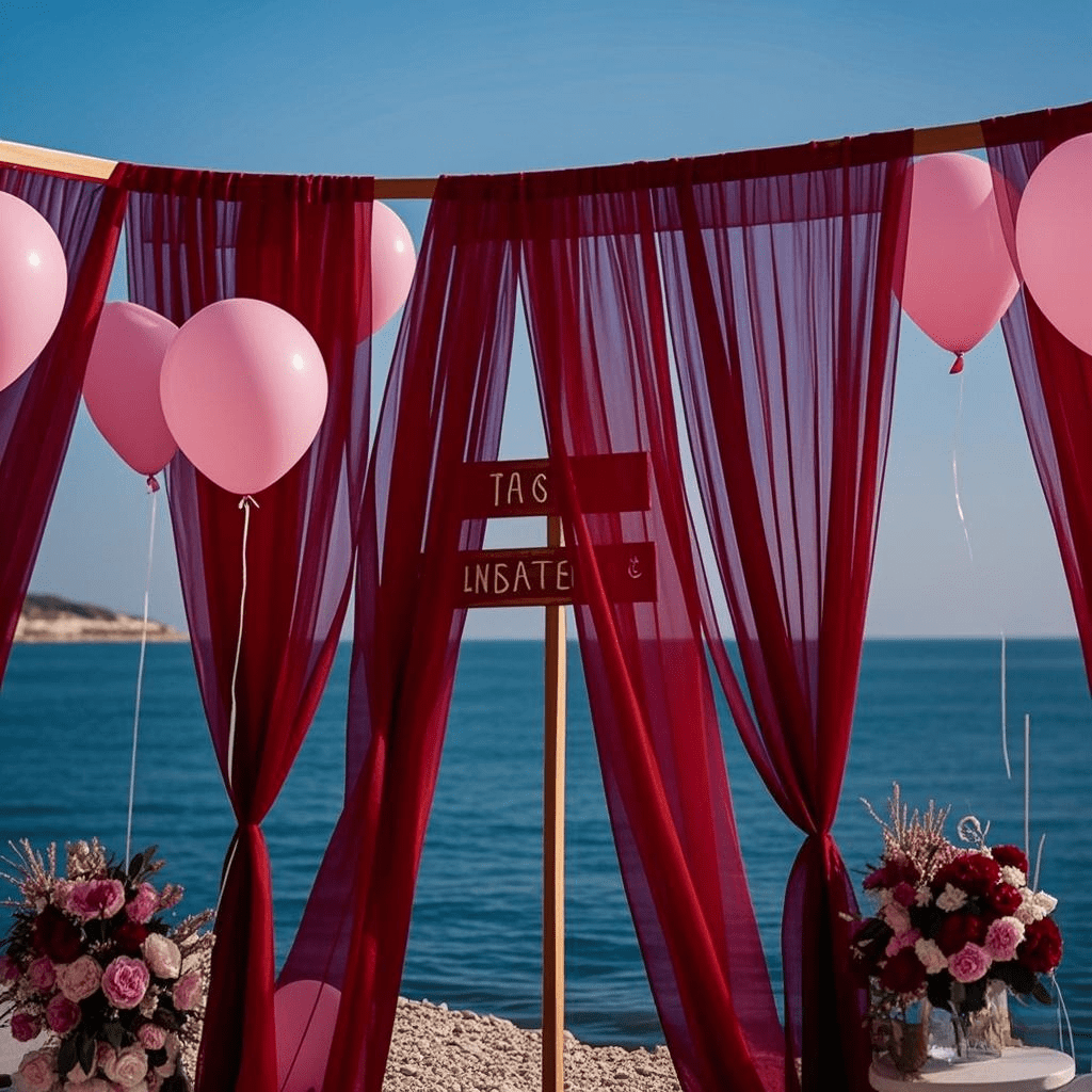 1/2 piezas, 6m Cortina de carpa de boda roja, tela de gasa transparente, textil de poliéster transparente, para ceremonia de boda, cortina, columpio y decoración de fondo, decoración de fiesta de cumpleaños, escenario, columpio, carpa, decoración de mesa y silla de boda, poliéster, sin plumas, decoración navideña, de Acción de Gracias y Halloween