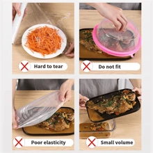 SOKANY 100 Disposable Food Preservation Lids, Food Cling Film.PE Material, Strong And Durable.High Elasticity And Tightness.It Is Suitable For Fresh-Keeping Kitchen Refrigerator Leftovers And Fruits, And Can Set Various Types Of Plates.Sealed And Fresh-Keeping, Dust-Proof, Insect-Proof, And Anticorrosive.Essential Food Storage Props For The Kitchen.