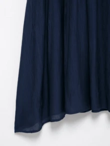 Seelio New Spring/Summer Women's Pleated Patchwork Knit Mini Skirt - Navy Blue - View 8