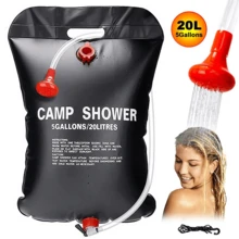 20L Portable Shower Bag Solar Outdoor Camping Self-Heating Camping Hiking Water Black - Black - View 2