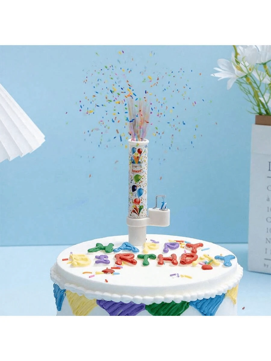 1 chiếc nến bánh kem hình confetti bất ngờ có rắc kẹo nhiều màu, nến vui nhộn để trang trí bánh sinh nhật, tiệc tùng và nướng bánh