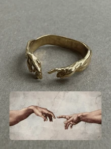 Bague unique minimaliste de la main de Dieu donnant la vie à Adam pour femmes, bijoux de mode et cadeaux, réglable