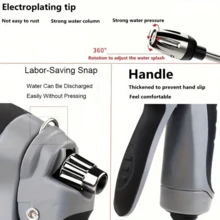 1-Piece ProClean Portable High Pressure Car Wash Spray Gun, 3/4" And 1/2" Quick Connect Adapter, Multi-Purpose Garden Hose Nozzle With Adjustable Thickened Wand For Car And Pet Cleaning, Plastic Material, Hand Wash Only [Water Gun Only, No Water Hose] - Multicolor - View 6