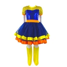 bonito vestido para niña tricolor con botas y moño de lentejuela para lucir un estilo dulce - dorado/azul - Ver 7