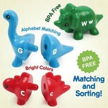 26 Stücke Dinosaurier Buchstaben Zuordnungsspiel Lernspielzeug, Farberkennung und Sortieren für Vorschule Montessori Lernspielzeug