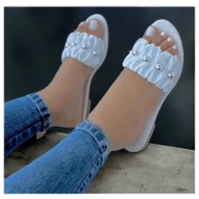 SANDALIA BUY STYLE PERLAS  Casual    Poliéster    EFECTO RESORTE CON PERLA  Playa  Boda  Vacación  Fiesta  Oficina  Casa    PRIMAvera verano - Blanco - Ver 1