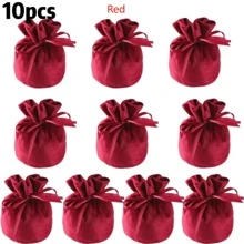 10 peças de saco de armazenamento de veludo dourado com laço de tecido, saco de armazenamento de joias, saco de doces de casamento, pequeno saco de armazenamento de lembranças, saco pequeno de presente, promoção de festa de inauguração de casa, saco de presente de lembrança (tamanho do azulejo: 14,5*15 cm, 6 cores: vermelho, rosa, champanhe, azul, cinza, verde)