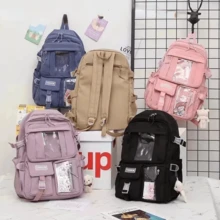 Women's Backpack Korean Large Capacity Waterproof Rugged Travel School Bag - Màu xanh lam - Xem 2