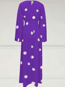 Vestido de manga acampanada de unicolor elegante para mujer, primavera/verano - Punto morado - Ver 2