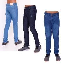 kit com 3 calças jeans infantil juvenil menino