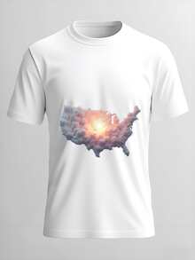 Camiseta Serene Sky USA Cloudscape - Camiseta gráfica de fuegos artificiales de ensueño - Blanco - Ver 1