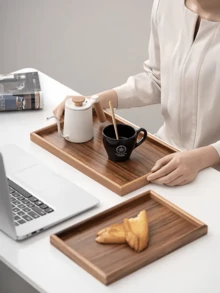 Bandejas de madeira versáteis de 1 peça: ótimas para servir bebidas em festas, organizar itens essenciais de vaidade, exibir sobremesas e organizar cantinhos de chá em casa – aprimore a estética da sua casa, escolha de alta qualidade