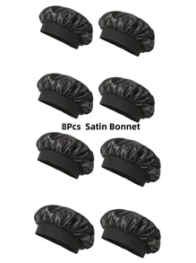 8 bucăți de bonetă/acoperitor de păr pentru femei, din satin multicolor, cu boruri largi, potrivit pentru uz zilnic