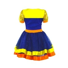 bonito vestido para niña tricolor con botas y moño de lentejuela para lucir un estilo dulce - dorado/azul - Ver 8