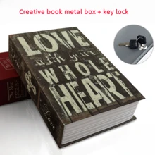 1 pièce Boîte de sécurité créative en forme de livre, conception de clé LOVE, taille petite/moyenne/grande, utilisation à domicile cachée près du lit, coffre-fort de sécurité, boîte de rangement miniature réaliste, convient pour le bureau, la chambre à coucher et plus
