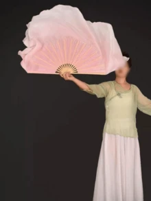 1 件女式肚皮舞扇子，长款渐变仿丝扇，舞蹈表演扇，人造丝扇，中国风表演练习扇，适合舞台表演和晨练 - 彩色 - 查看 7