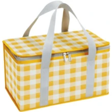 1PC This Plaid Picnic Bag Is Crafted From Premium Aluminum-Coated Material, Combining Durability With Lightweight Properties-Perfect For Carrying Multiple Lightweight Items (Note: Max Load Capacity 3kg). As An Outdoor Essential, It Neatly Stores Snacks, Drinks, And Picnic Gear To Effortlessly Elevate Al Fresco Dining. - Red - View 13