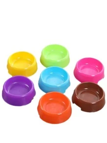 4pcs Pet Plastic Bowl, Puppy Plastic Dog Bowl, Reusable Hamster, Dog Food Bowl, Cat, Kitten, Feeding Water, Pet Birthday Holiday Party Supplies Multiple Colors Optional