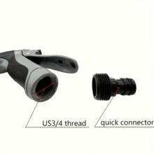 1-Piece ProClean Portable High Pressure Car Wash Spray Gun, 3/4" And 1/2" Quick Connect Adapter, Multi-Purpose Garden Hose Nozzle With Adjustable Thickened Wand For Car And Pet Cleaning, Plastic Material, Hand Wash Only [Water Gun Only, No Water Hose] - Multicolor - View 7