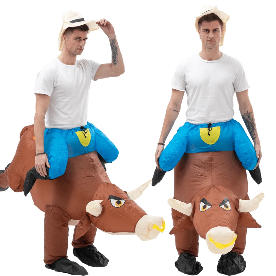 Inflatable Ox Costume Adult, Inflatable Costume For Adult, Cow Inflatable Costume Women/Men For Funny Party, Blow Up Costumes, Bullfighting Dress, Ox For Festive Personalized Dress Up - Brown - View 1