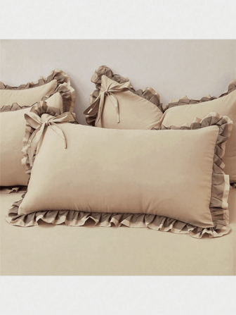 Set de 2 fundas de almohada simples con encaje y amigables con la piel