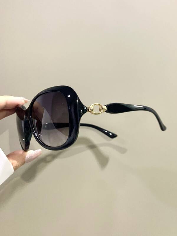 Fashion Square Glasses, Hollowed Metal Hinged Eyeglasses, Decorative Eyewear For Women