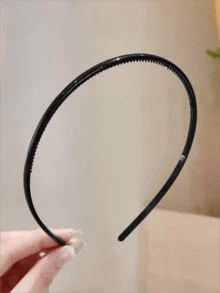 5pcs/Pack Solid Color Casual PC (Polycarbonate) Matte Black Thin Headband, Minimalist & Elegant DIY Hair Accessory, Hair Band, Hair Hoop