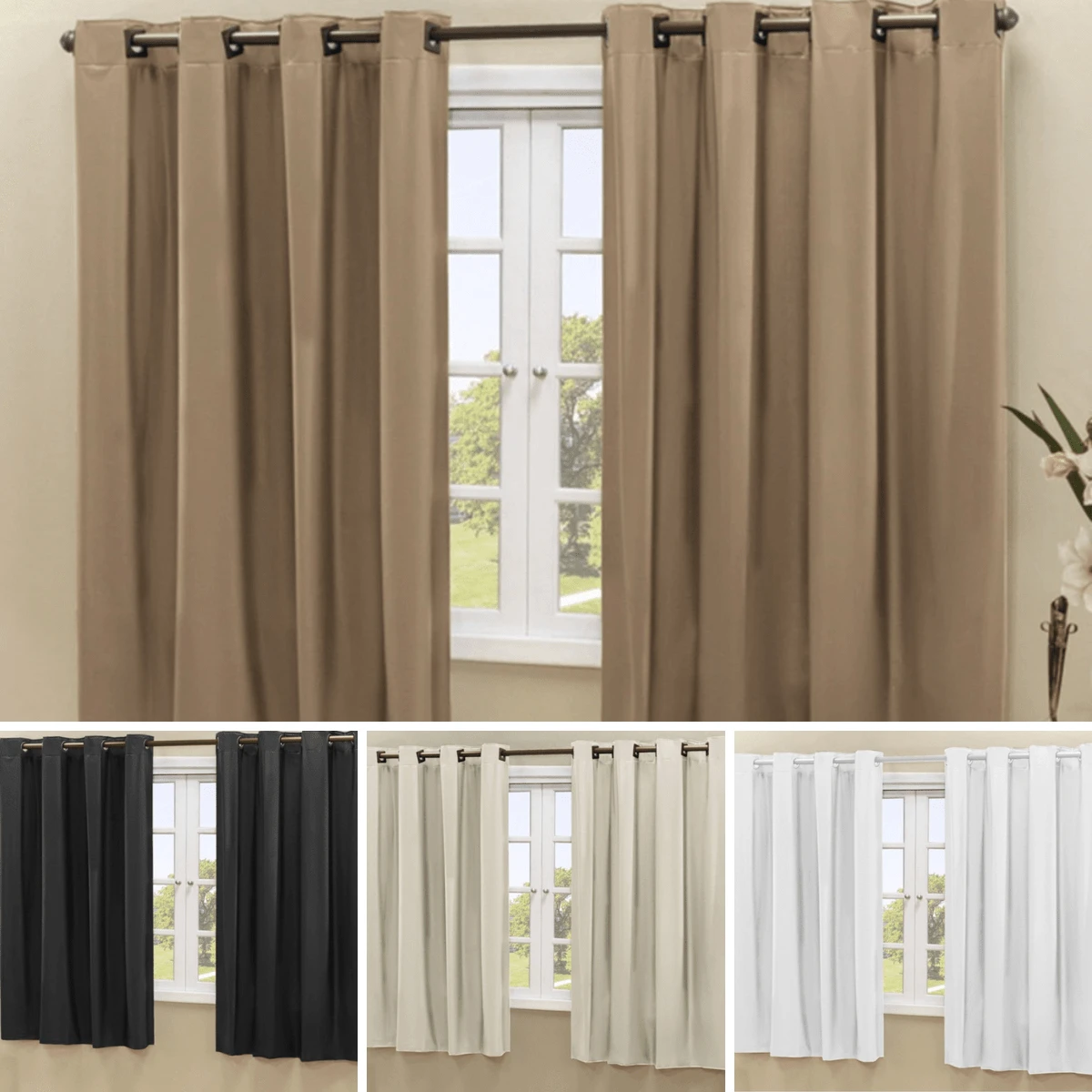 Blackout Curtain Blackout Light Blocking 2.20m X 1.30m Decoration Living Room Bedroom Kitchen Various Sizes - Hạt phỉ - Xem 1