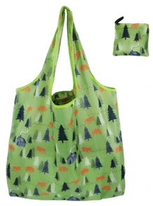 1 bucă geantă de cumpărături impermeabilă, de capacitate mare, design reutilizabil cu model floral și animal, geantă de mână pliabilă, ușoară, portabilă cu formă dreptunghiulară, potrivită pentru alimente, depozitare, călătorii