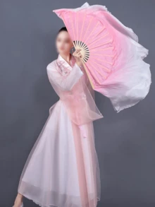 1 件女式肚皮舞扇子，长款渐变仿丝扇，舞蹈表演扇，人造丝扇，中国风表演练习扇，适合舞台表演和晨练 - 彩色 - 查看 8