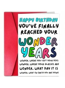 1Pc Funny Birthday Card With Red Envelope Humorous Greeting Card For 40th, 50th, 60th, 70th Birthday Celebrations Playful Design, Colorful Text, Birthday Party Suppliesschool Supplies,Back To School