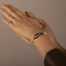 BLKSMTH 女士真皮手链，时尚礼品手链，白色 - 象牙色 - 查看 4