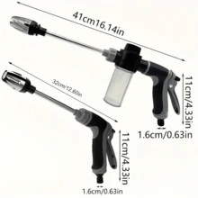 1-Piece ProClean Portable High Pressure Car Wash Spray Gun, 3/4" And 1/2" Quick Connect Adapter, Multi-Purpose Garden Hose Nozzle With Adjustable Thickened Wand For Car And Pet Cleaning, Plastic Material, Hand Wash Only [Water Gun Only, No Water Hose] - Multicolor - View 2