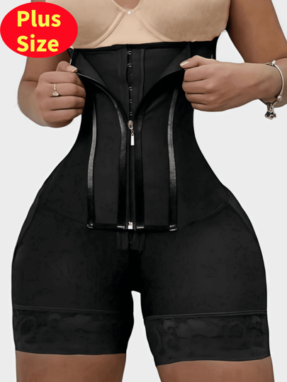 1 قطعة بنطال شورت داخلي ضاغط للجسم للمرأة البدينة ذو خصر عالي، فاخاس مرشقة للبطن ، رافعة الأرداف ومنحفة الفخذين بسحاب ، ملابس داخلية مشكلة للجسم بضغط قوي ، منطقة اعداد وشكل للمناسبات المختلفة