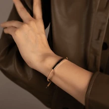 BLKSMTH BLKSMTH 18K Gold Plated Primitive Leather Style Adjustable Women Bracelet