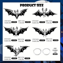 10 件户外悬挂蝙蝠，用于万圣节树装饰，大型万圣节飞蝙蝠，黑眼睛发光，悬挂在树上，防水塑料黑色蝙蝠户外装饰，用于门廊、草坪家居装饰、万圣节装饰、秋季装饰、房间装饰、秋季装饰