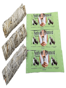 Set 3 piezas incienso salvia blanca varas 10cm largo aromaterapia purificador ambiente relajante espiritual calidad premium - Blanco - Ver 3